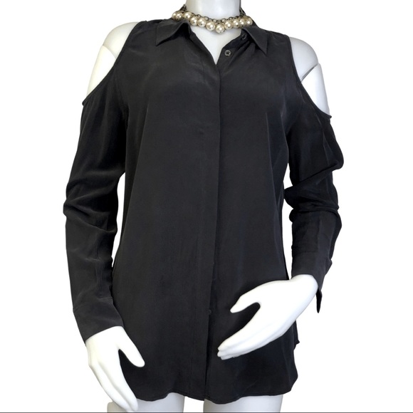 Equipment Tops - Equipment Women cut out shoulders long sleeves button down shirt 100% silk sz M